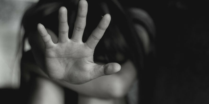 Women lift the palm,Stop sexual abuse , anti-trafficking and sto